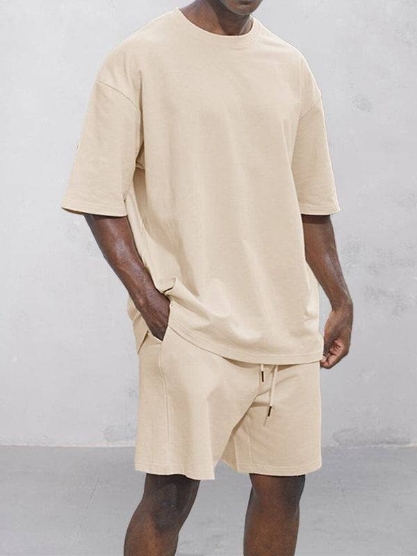 Essentials Cotton Two-Piece Set Sets coofandy Beige S
