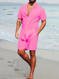 Versatile 100% Cotton Two-Piece Outfits Sets coofandy Pink S