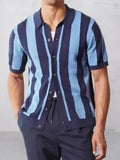 Coastal Vintage Striped Knit Shirt Shirts coofandy