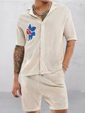 Vibrant Jacquard Knit Shirt Set Sets coofandy Apricot M