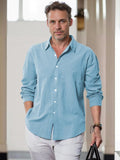 Classic Simple 100% Cotton Shirt Shirts coofandy Clear Blue S