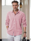 Classic Simple 100% Cotton Shirt Shirts coofandy Pink S
