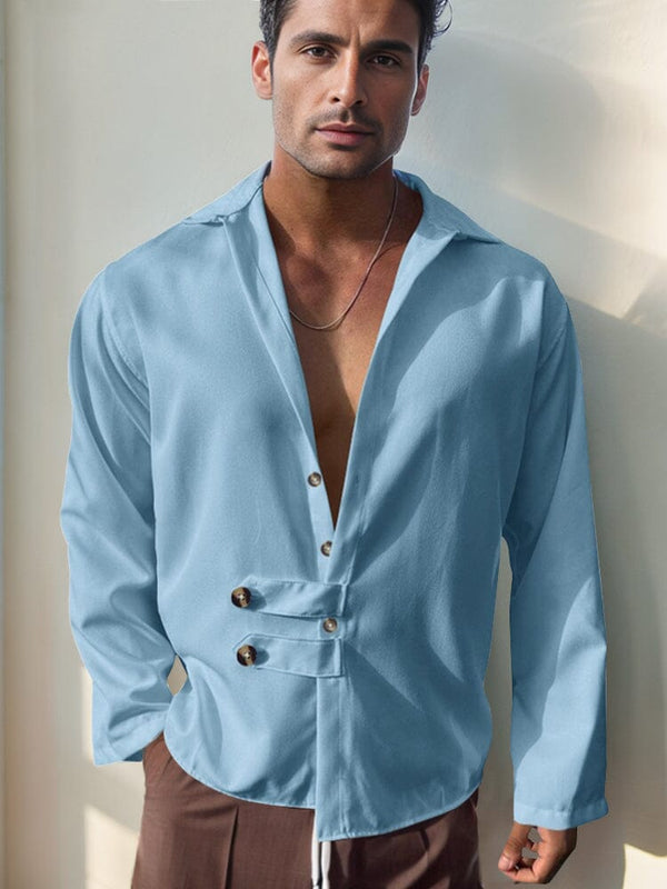 Luxury Elegant Button Shirt Shirts coofandy Blue M