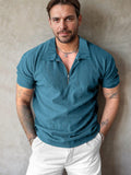 Beathable Corduroy Polo Shirt Shirts & Polos coofandy Blue S