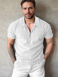 Beathable Corduroy Polo Shirt Shirts & Polos coofandy White S