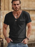 Casial Versatile U-Neck Tee T-Shirt coofandy Black S