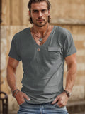 Casial Versatile U-Neck Tee T-Shirt coofandy Dark Grey S