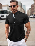 Basic Breathable Henley Shirt Shirts & Polos coofandy Black S