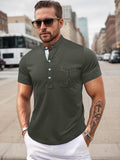 Basic Breathable Henley Shirt Shirts & Polos coofandy Dark Grey M