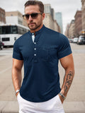 Basic Breathable Henley Shirt Shirts & Polos coofandy Navy Blue M
