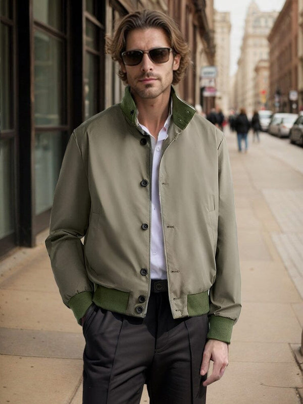 Casual Contrast Collar Jacket Jackets coofandy Green M