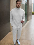 Soft Touch Textured Shirt Set Sets coofandy White S