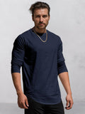 Comfort Long Sleeves T-shirt T-Shirt coofandy Navy Blue M