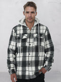 Comfy Flannel Hooded Plaid Jacket Shirts coofandy Grey M