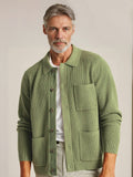 Comfy Polo Collar Knit Cardigan Cardigans coofandy Green M