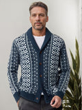 Vintage Shawl Collar Knit Cardigan Cardigans coofandy Navy Blue M
