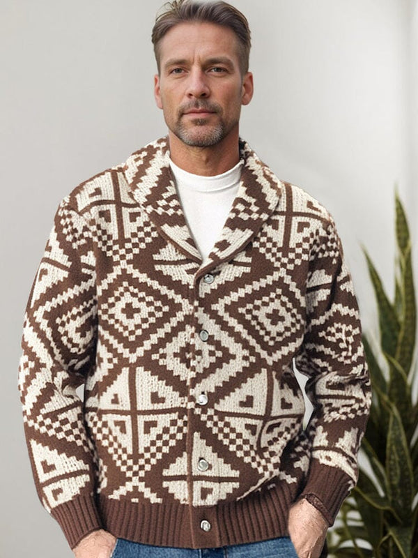 Trendy Shawl Collar Knit Cardigan Cardigans coofandy Brown M