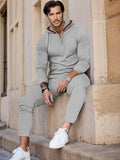 Urban Hooded Waffle Tracksuit Set Sets coofandy Grey S
