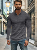 Comfy Soft Grid Texture Top Tops coofandy Dark Grey S