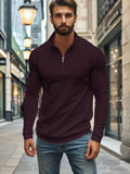 Comfy Soft Grid Texture Top Tops coofandy Wine Red S