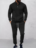 Modern Jacquard Activewear Set Sets coofandy Black S