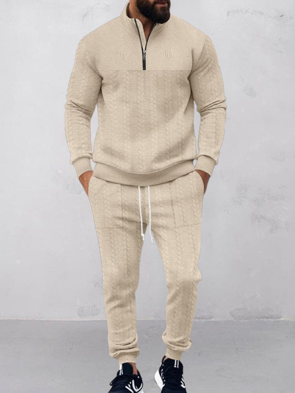 Modern Jacquard Activewear Set Sets coofandy Khaki S