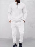 Modern Jacquard Activewear Set Sets coofandy White S