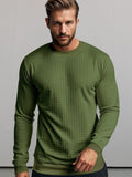 Casual Plaid Pullover Sweatshirt Sweatshirts coofandy Army Green S