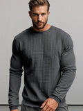 Casual Plaid Pullover Sweatshirt Sweatshirts coofandy Dark Grey S