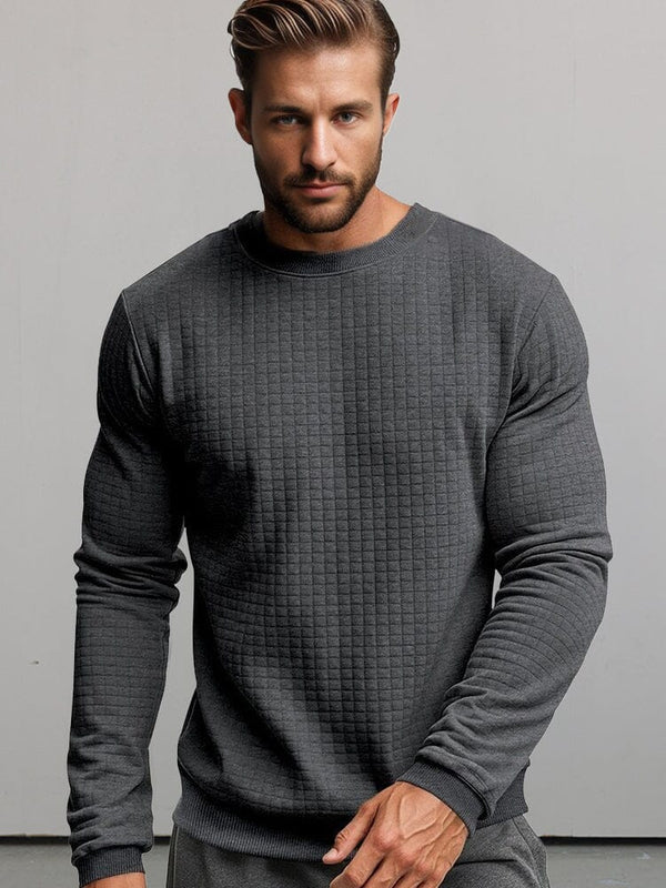 Casual Plaid Pullover Sweatshirt Sweatshirts coofandy Dark Grey S