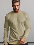 Casual Plaid Pullover Sweatshirt Sweatshirts coofandy Khaki S