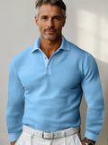 Casual Regular Fit Waffle Polo Shirt Shirts coofandy Blue S