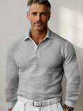 Casual Regular Fit Waffle Polo Shirt Shirts coofandy Grey S