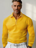 Casual Regular Fit Waffle Polo Shirt Shirts coofandy Yellow S