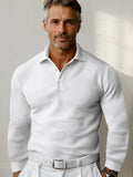 Casual Regular Fit Waffle Polo Shirt Shirts coofandy White S
