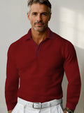 Casual Regular Fit Waffle Polo Shirt Shirts coofandy Red S