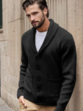 Stylish Regular Fit Knit Cardigan Sweater coofandy Black S