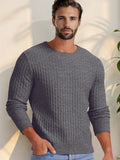Casual Regular Fit Waffle Knit Sweater Sweater coofandy Dark Grey S