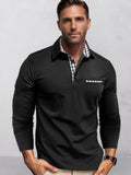 Classic Regular Fit Contrast Plaid Shirt Shirts coofandy Black S