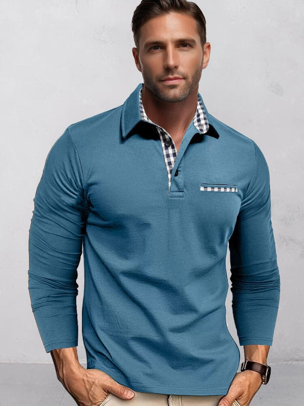 Classic Regular Fit Contrast Plaid Shirt Shirts coofandy Blue S