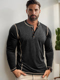 Comfy Versatile Contrast Stitching Shirt Shirts coofandy Black S