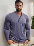 Comfy Versatile Contrast Stitching Shirt Shirts coofandy Denim Blue S