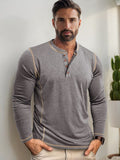 Comfy Versatile Contrast Stitching Shirt Shirts coofandy Grey S