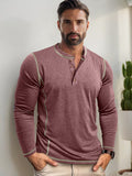 Comfy Versatile Contrast Stitching Shirt Shirts coofandy Wine Red S