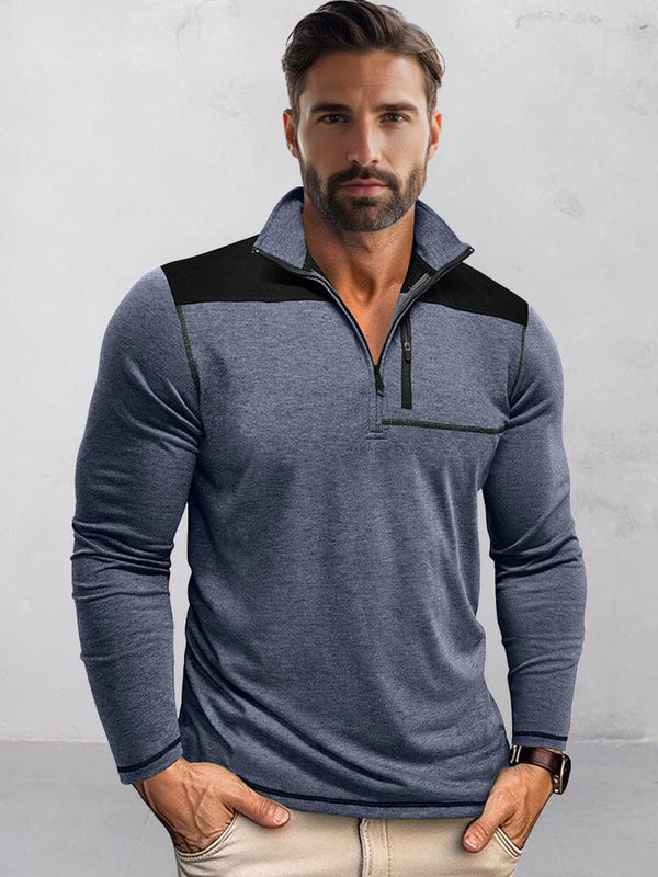 Casual Textured Color Block Polo Shirt Polos coofandy Royal Blue S
