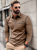 Casual Relaxed Fit Polo Shirt Polos coofandy Light Brown S