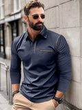 Casual Relaxed Fit Polo Shirt Polos coofandy Navy Blue S
