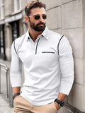 Casual Relaxed Fit Polo Shirt Polos coofandy White S