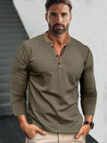 Retro Style Versatile Henley Shirt T-Shirt coofandy Army Green S