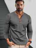 Retro Style Versatile Henley Shirt T-Shirt coofandy Dark Grey S